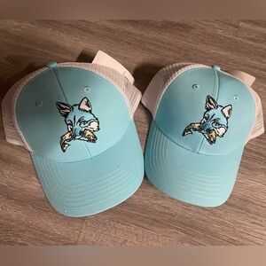 2 Blue Fox Light Blue and White Hat